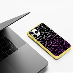 Чехол iPhone 11 Pro матовый Sally Face: Violet Pattern, цвет: 3D-желтый — фото 2