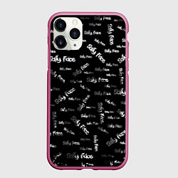 Чехол iPhone 11 Pro матовый Sally Face: Black Pattern, цвет: 3D-малиновый