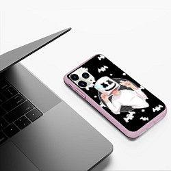 Чехол iPhone 11 Pro матовый Marshmello: Black Gang, цвет: 3D-розовый — фото 2