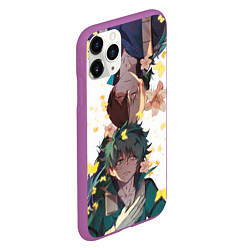 Чехол iPhone 11 Pro матовый My Hero Academia парни с цветами, цвет: 3D-фиолетовый — фото 2