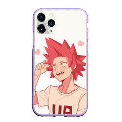 Чехол iPhone 11 Pro матовый Hearts Anime, цвет: 3D-светло-сиреневый