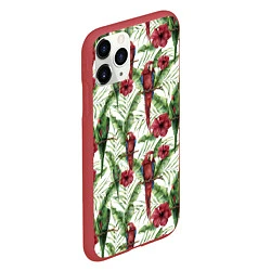 Чехол iPhone 11 Pro матовый Попугаи Ара, цвет: 3D-красный — фото 2