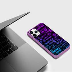 Чехол iPhone 11 Pro матовый Неоновые лого игр, цвет: 3D-фиолетовый — фото 2