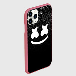 Чехол iPhone 11 Pro матовый Marshmello Black, цвет: 3D-малиновый — фото 2