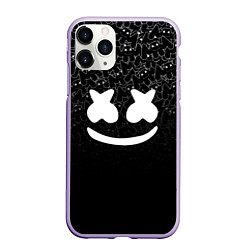 Чехол iPhone 11 Pro матовый Marshmello Black, цвет: 3D-светло-сиреневый
