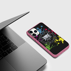 Чехол iPhone 11 Pro матовый Ведьмак: Сила стихий, цвет: 3D-малиновый — фото 2