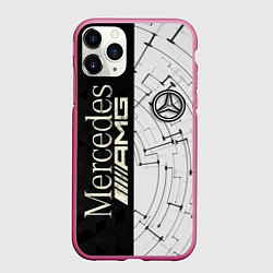 Чехол iPhone 11 Pro матовый Mercedes AMG: Techno Style, цвет: 3D-малиновый