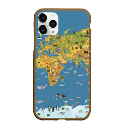 Чехол iPhone 11 Pro матовый Карта мира детская