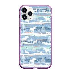 Чехол iPhone 11 Pro матовый Зимний мотив, цвет: 3D-фиолетовый