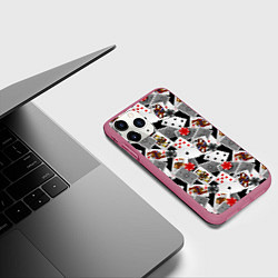 Чехол iPhone 11 Pro матовый Игральные карты и фишки, цвет: 3D-малиновый — фото 2