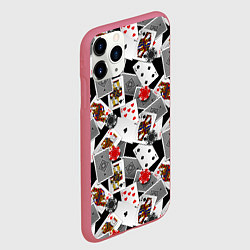 Чехол iPhone 11 Pro матовый Игральные карты и фишки, цвет: 3D-малиновый — фото 2