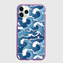 Чехол iPhone 11 Pro матовый Морские волны графика