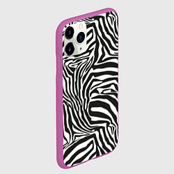 Чехол iPhone 11 Pro матовый Полосы шкура зебры, цвет: 3D-фиолетовый — фото 2