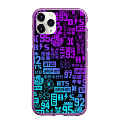 Чехол iPhone 11 Pro матовый BTS Logos, цвет: 3D-фиолетовый