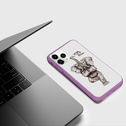 Чехол iPhone 11 Pro матовый Yoga time - elephant, цвет: 3D-фиолетовый — фото 2