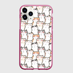 Чехол iPhone 11 Pro матовый Кошки котики коты, цвет: 3D-малиновый