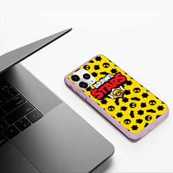 Чехол iPhone 11 Pro матовый Brawl Stars: Yellow & Black, цвет: 3D-розовый — фото 2