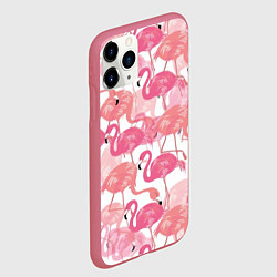 Чехол iPhone 11 Pro матовый Рай фламинго, цвет: 3D-малиновый — фото 2