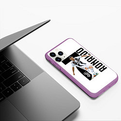 Чехол iPhone 11 Pro матовый Ronaldo the best, цвет: 3D-фиолетовый — фото 2