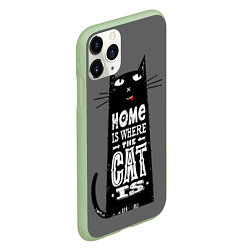 Чехол iPhone 11 Pro матовый Дом там, где твой кот, цвет: 3D-салатовый — фото 2