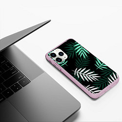 Чехол iPhone 11 Pro матовый Листья пальмы, цвет: 3D-розовый — фото 2