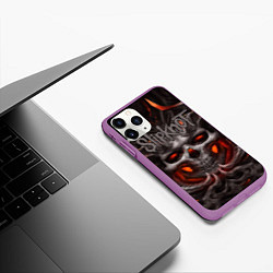 Чехол iPhone 11 Pro матовый Slipknot: Hell Skull, цвет: 3D-фиолетовый — фото 2