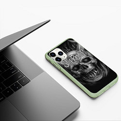Чехол iPhone 11 Pro матовый Slipknot: Devil Skull, цвет: 3D-салатовый — фото 2