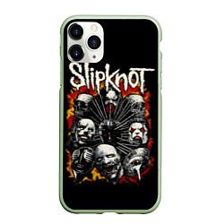 Чехол iPhone 11 Pro матовый Slipknot: Faces, цвет: 3D-салатовый