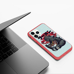 Чехол iPhone 11 Pro матовый Blue Godzilla, цвет: 3D-красный — фото 2