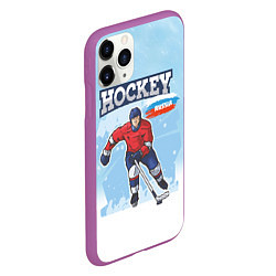 Чехол iPhone 11 Pro матовый Хоккей Russia, цвет: 3D-фиолетовый — фото 2