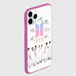 Чехол iPhone 11 Pro матовый BTS белый постер, цвет: 3D-фиолетовый — фото 2