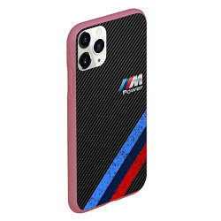 Чехол iPhone 11 Pro матовый BMW КАРБОН, цвет: 3D-малиновый — фото 2