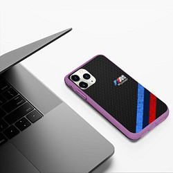 Чехол iPhone 11 Pro матовый BMW КАРБОН, цвет: 3D-фиолетовый — фото 2