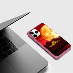 Чехол iPhone 11 Pro матовый Warframe logo game, цвет: 3D-малиновый — фото 2