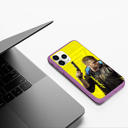 Чехол iPhone 11 Pro матовый Cyberpunk 2077: Jackie Wells, цвет: 3D-фиолетовый — фото 2
