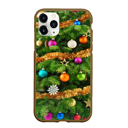 Чехол iPhone 11 Pro матовый Живая новогодняя ёлка, цвет: 3D-коричневый