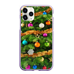 Чехол iPhone 11 Pro матовый Живая новогодняя ёлка, цвет: 3D-светло-сиреневый