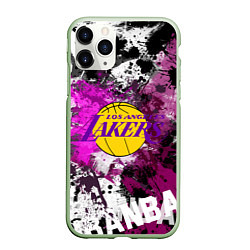 Чехол iPhone 11 Pro матовый Лос-Анджелес Лейкерс, Los Angeles Lakers, цвет: 3D-салатовый