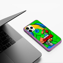 Чехол iPhone 11 Pro матовый BRAWL STARS LEON, цвет: 3D-фиолетовый — фото 2