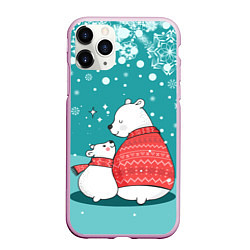 Чехол iPhone 11 Pro матовый North bear, цвет: 3D-розовый