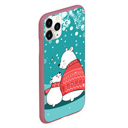 Чехол iPhone 11 Pro матовый North bear, цвет: 3D-малиновый — фото 2