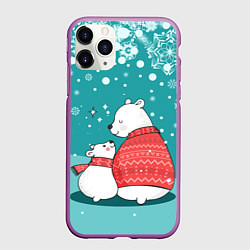 Чехол iPhone 11 Pro матовый North bear, цвет: 3D-фиолетовый