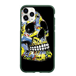 Чехол iPhone 11 Pro матовый Graffiti - Skull, цвет: 3D-темно-зеленый