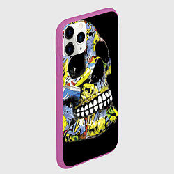 Чехол iPhone 11 Pro матовый Graffiti - Skull, цвет: 3D-фиолетовый — фото 2