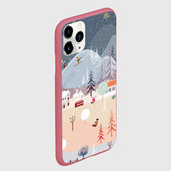 Чехол iPhone 11 Pro матовый Новогодние каникулы, цвет: 3D-малиновый — фото 2