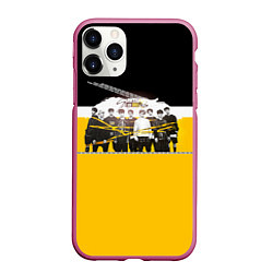 Чехол iPhone 11 Pro матовый Stray Kids, цвет: 3D-малиновый