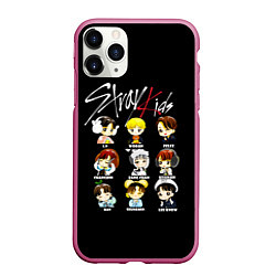 Чехол iPhone 11 Pro матовый Stray Kids, цвет: 3D-малиновый