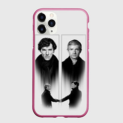 Чехол iPhone 11 Pro матовый Sherlock, цвет: 3D-малиновый