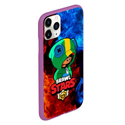 Чехол iPhone 11 Pro матовый Brawl Stars LEON, цвет: 3D-фиолетовый — фото 2