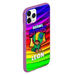 Чехол iPhone 11 Pro матовый BRAWL STARS LEON, цвет: 3D-фиолетовый — фото 2